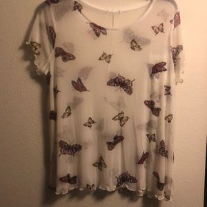 Sheer Butterfly pattern top.